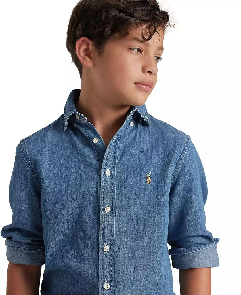 Polo Ralph Lauren Big Boys Cotton Chambray Sport Shirt 4