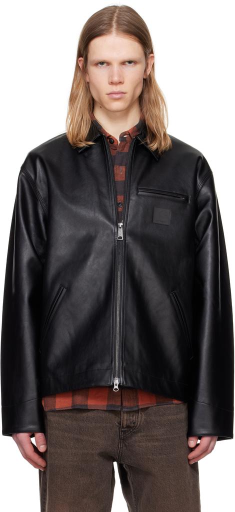 Carhartt WIP Black Detroit Faux-Leather Jacket - Jackets - Free