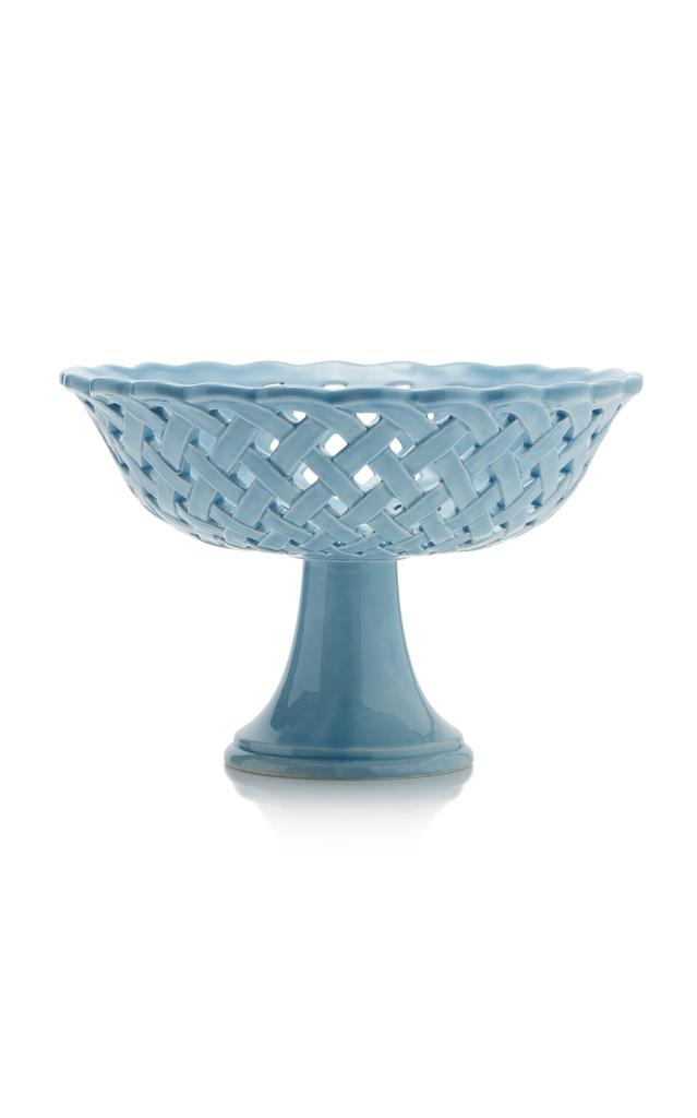 MoDA Moda Domus - Openwork Creamware Compote Bowl - Blue - Moda Operandi