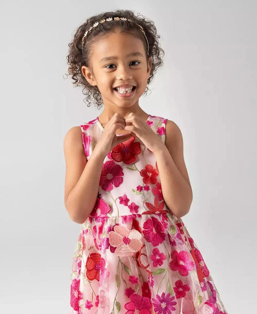 Rare Editions Toddler and Little Girls 3D Floral Embroidered Social Dress 2