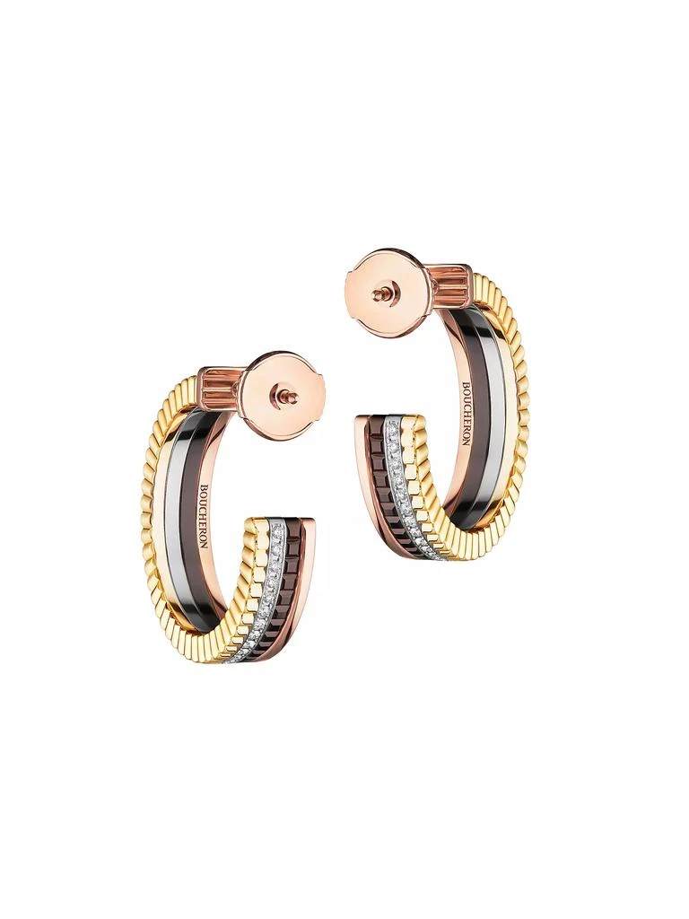 Boucheron Quatre Classique Tri-Tone 18K Gold & 0.28 TCW Diamond Hoop Earrings 4