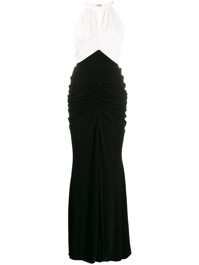 joanna halter midi dress Joanne Halter Slit Mermaid Satin Formal Dress