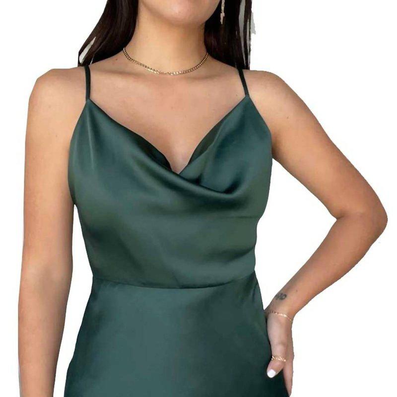 adelyn rae Cowl Neck Slip Dress In Forest Green