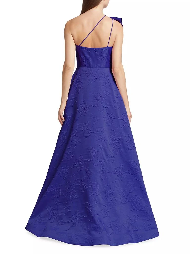 Monique Lhuillier Amira Jacquard One-Shoulder Gown 5