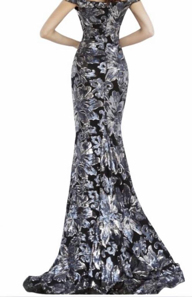 Jovani Jovani - Floral sequin off the shoulder gown