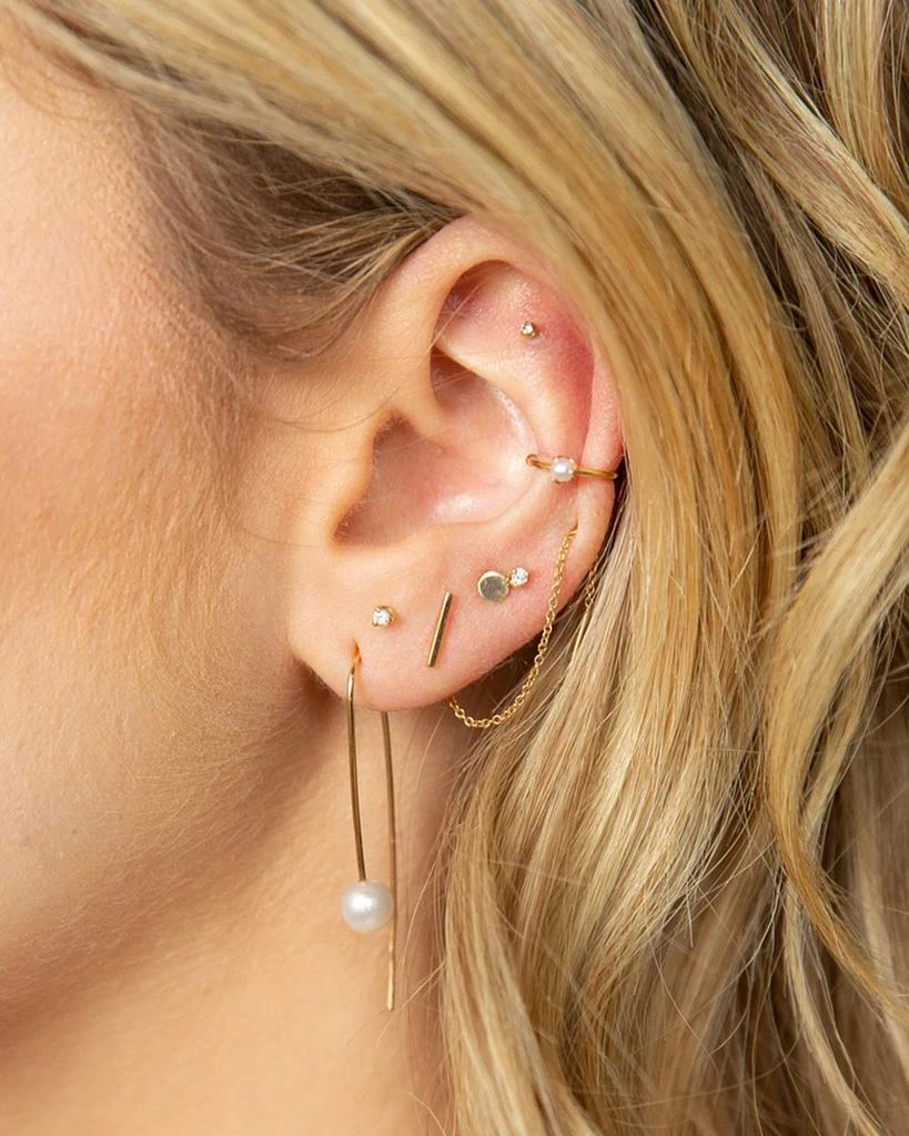 Zoe Chicco 14K Yellow Gold Wire Earrings with Cultured Freshwater Pearls 3