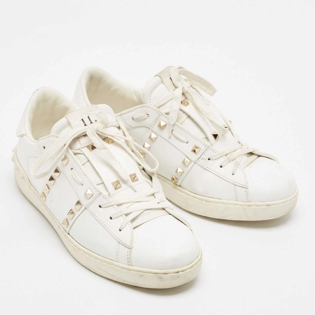 Valentino Valentino White Leather Rockstud Lace Up Sneakers Size 43 4