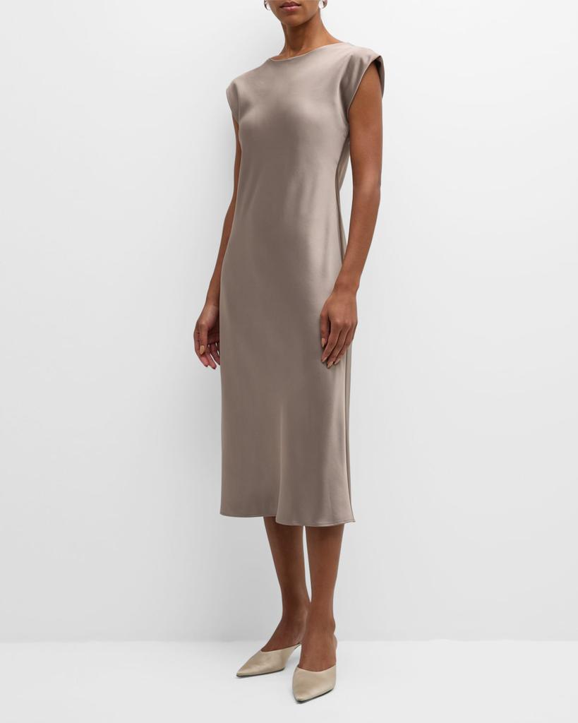 Marella Aquile Cap-Sleeve Satin Midi Dress