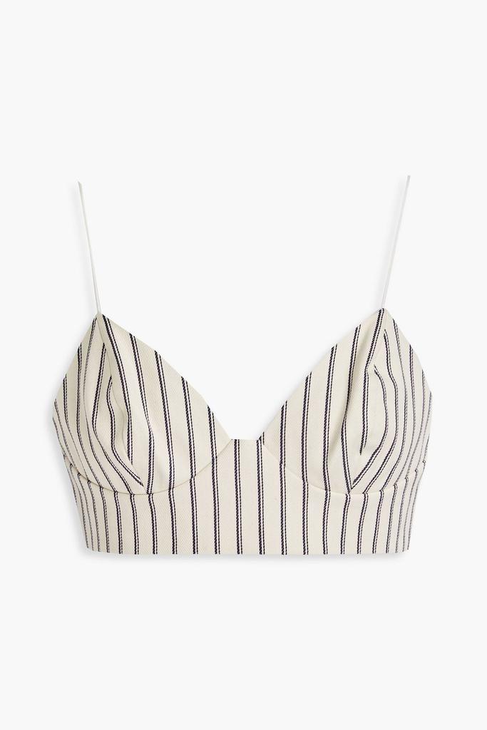 ADAM LIPPES Striped cotton-twill bra top