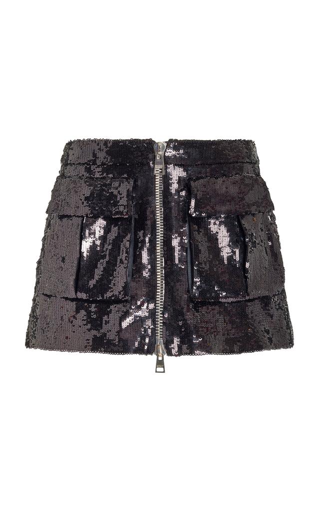 Brandon Maxwell Brandon Maxwell - Sterling Sequined Cargo Mini Skirt - Black - US 6 - Moda Operandi