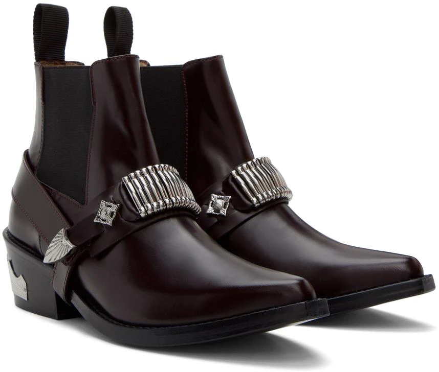 Toga Pulla Burgundy Ankle Strap Chelsea Boots 4