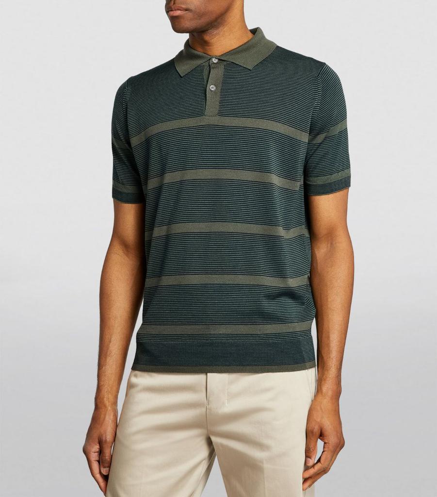 John Smedley Merino Wool Striped Polo Shirt - Polo Shirts