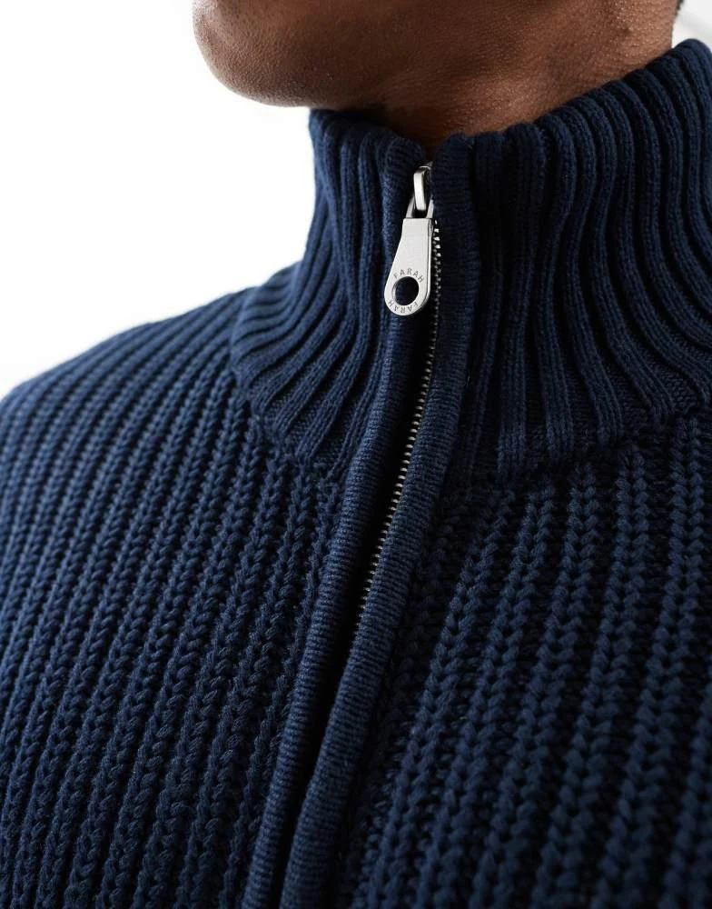 Farah Farah crestone zip through jumper in navy 3
