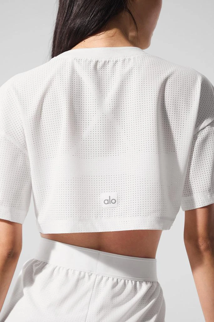 Alo Mesh Cropped Mirage Tee - White 4