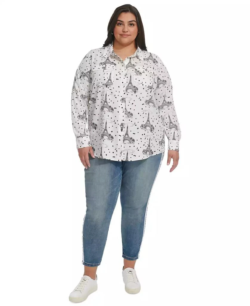 Karl Lagerfeld Paris Plus Size Whimsical Woven Shirt, First@Macy’s 4
