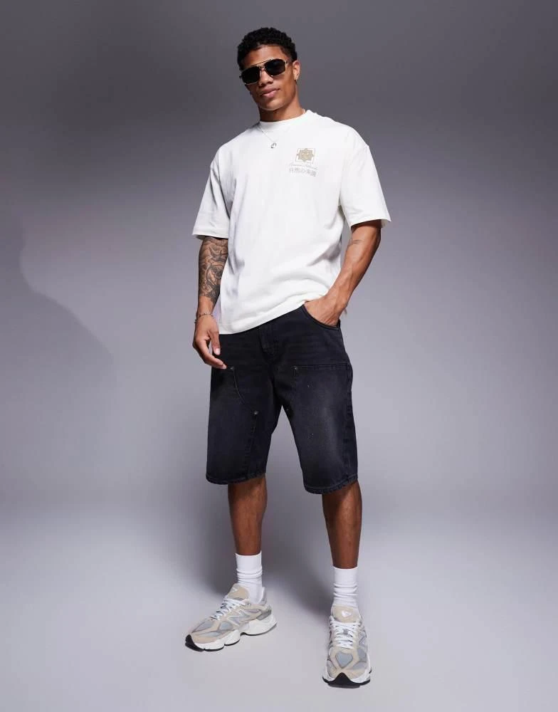 River Island River Island oversized t-shirt with vertical Yakushima graphic in ecru 2