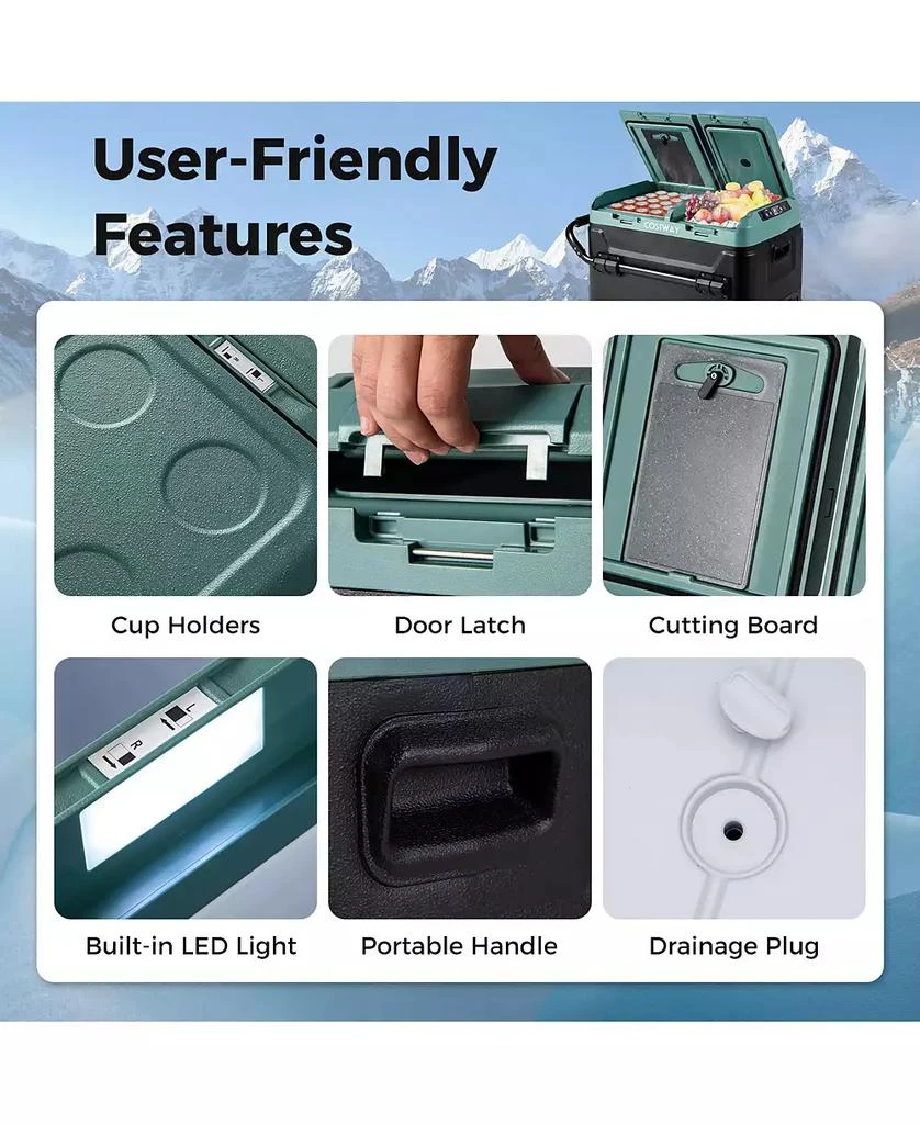 GOUUN Dual Zone 12V Car Refrigerator for Vehicles Camping Travel Truck RV Boat Outdoor 9