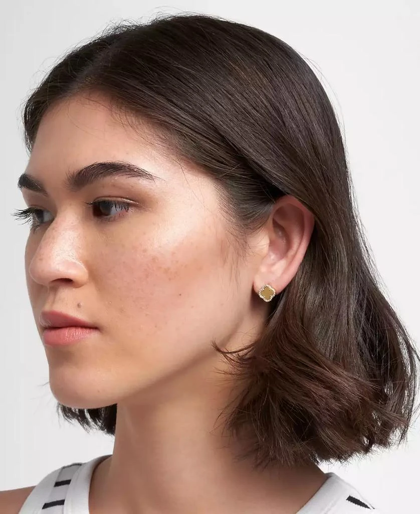 ADORNIA Gold Crystal Halo Matte Center Clover Earrings 2