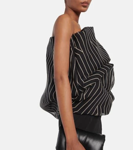 Rick Owens Striped strapless silk top 4