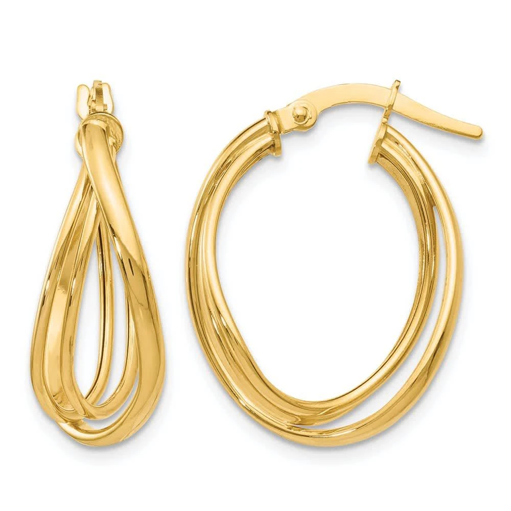 Diamond2Deal 14K Yellow Gold Round Twist Hoop Earrings