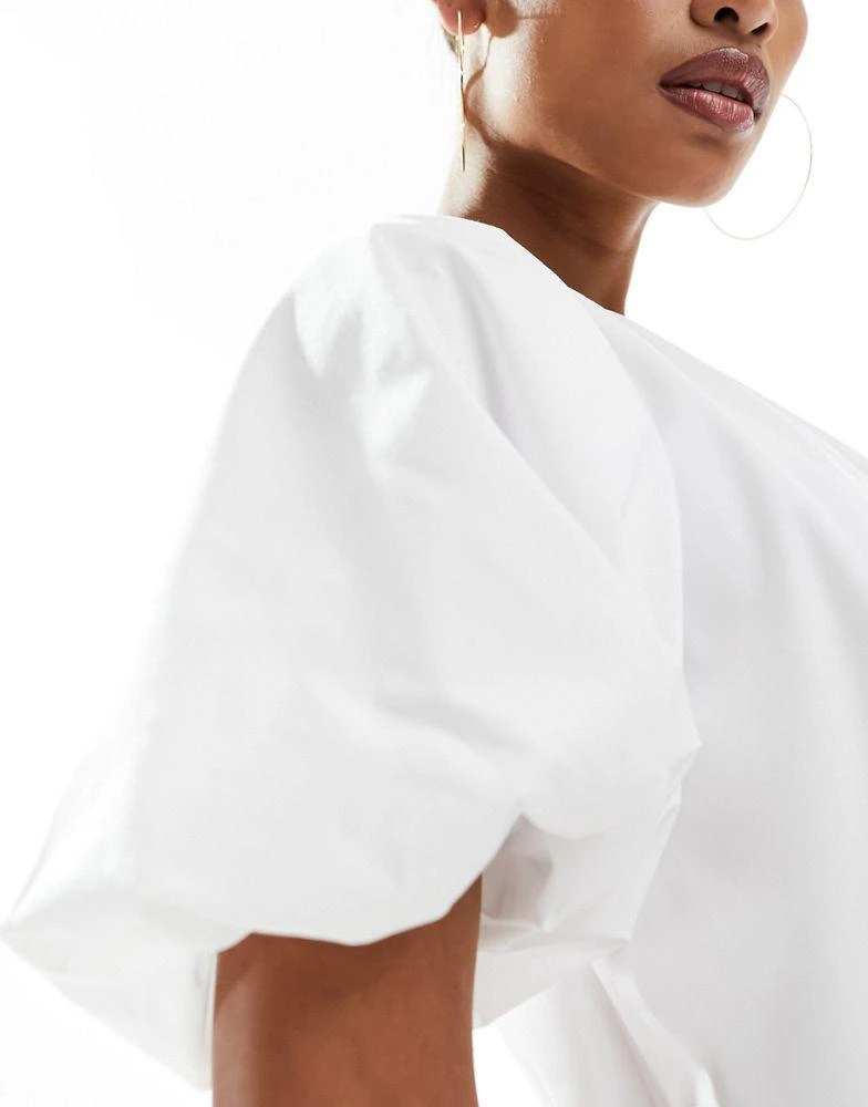 ASOS ASOS DESIGN puffball smock mini dress in white 3
