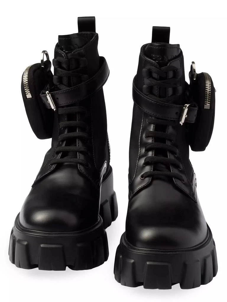 Prada Monolith Leather and Re-Nylon Combat Boots 5