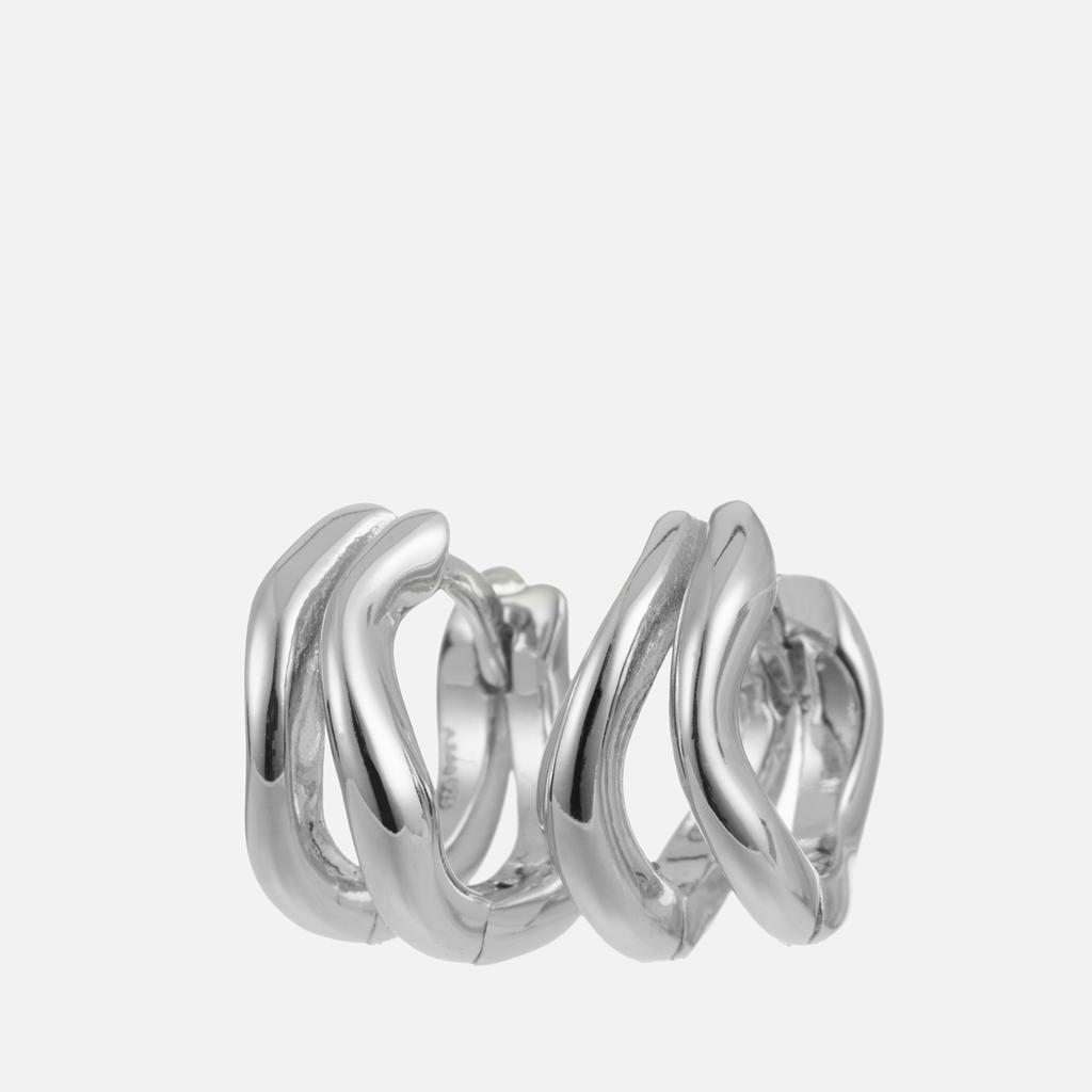 ASTRID & MIYU Astrid & Miyu Molten Sterling Silver Duo Huggie Earrings