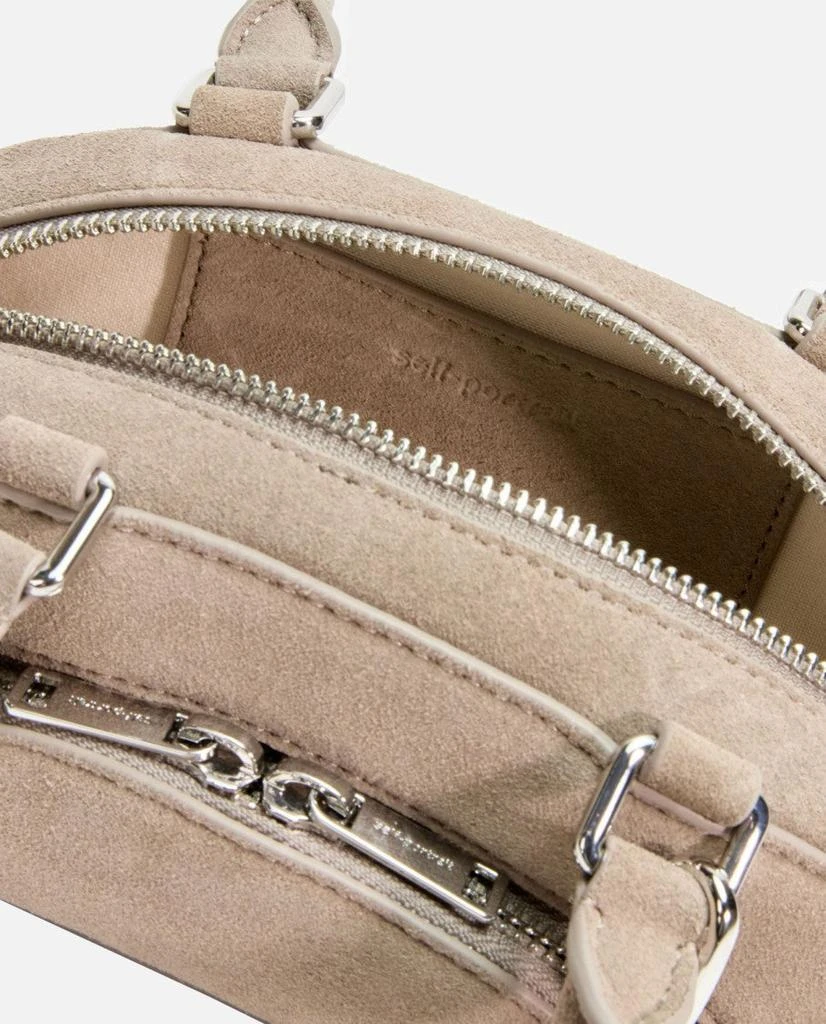 Self Portrait Grey Suede Mini Shoulder Bag With Charm 3