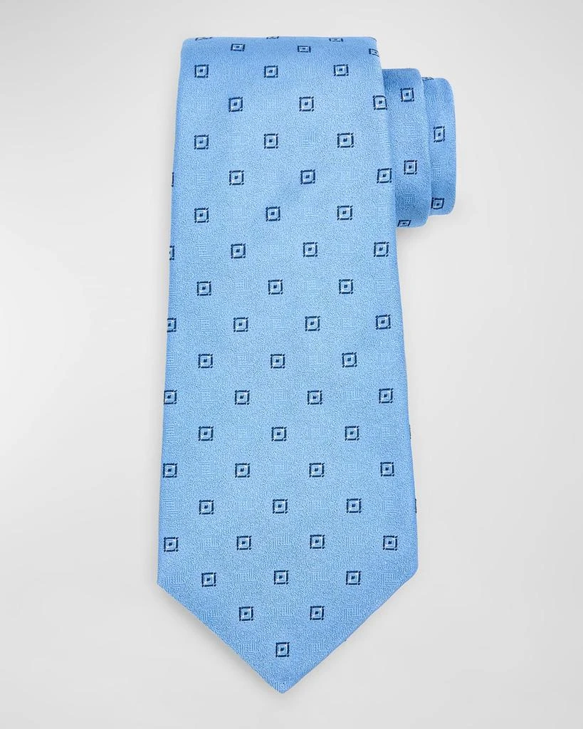 Kiton Men's Diamond Patterned Tie, Blue 1