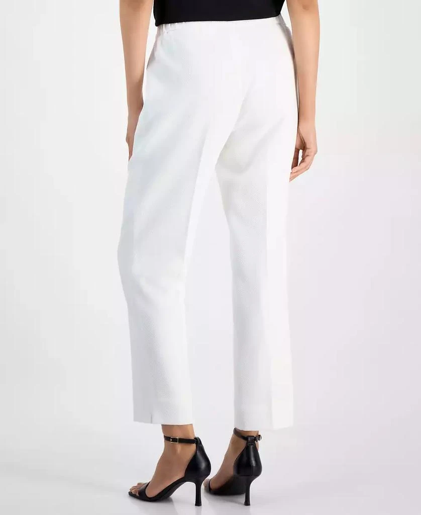 Kasper Women's Textured Fly-Front Elastic-Back Ankle Pants 4