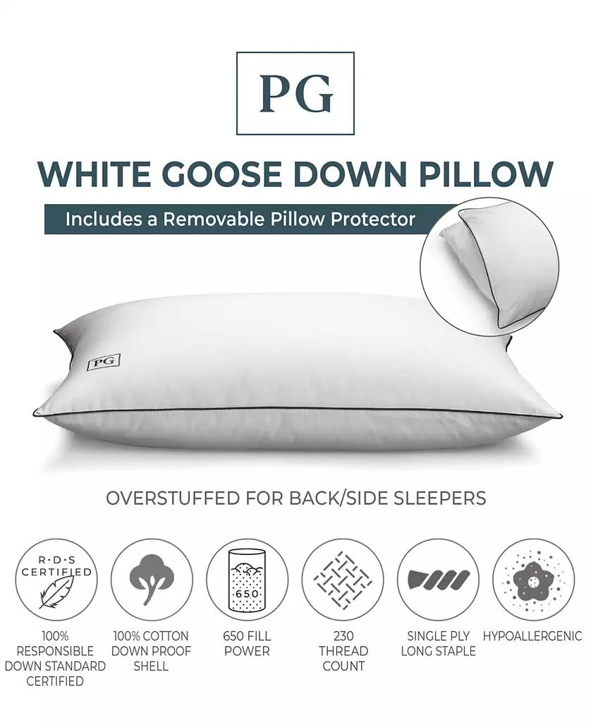 Pillow Guy 100% Certified RDS White Goose Down Soft Density 2-Pack Pillows, King 2