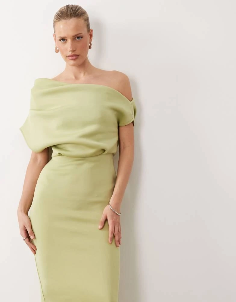 ASOS ASOS DESIGN dramatic neckline midi dress in sage scuba-style fabric - Dresses & Skirts - Free Shipping - BeyondStyle ASOS ASOS DESIGN dramatic neckline midi dress in sage scuba-style fabric - Dresses & Skirts - Free Shipping - BeyondStyle