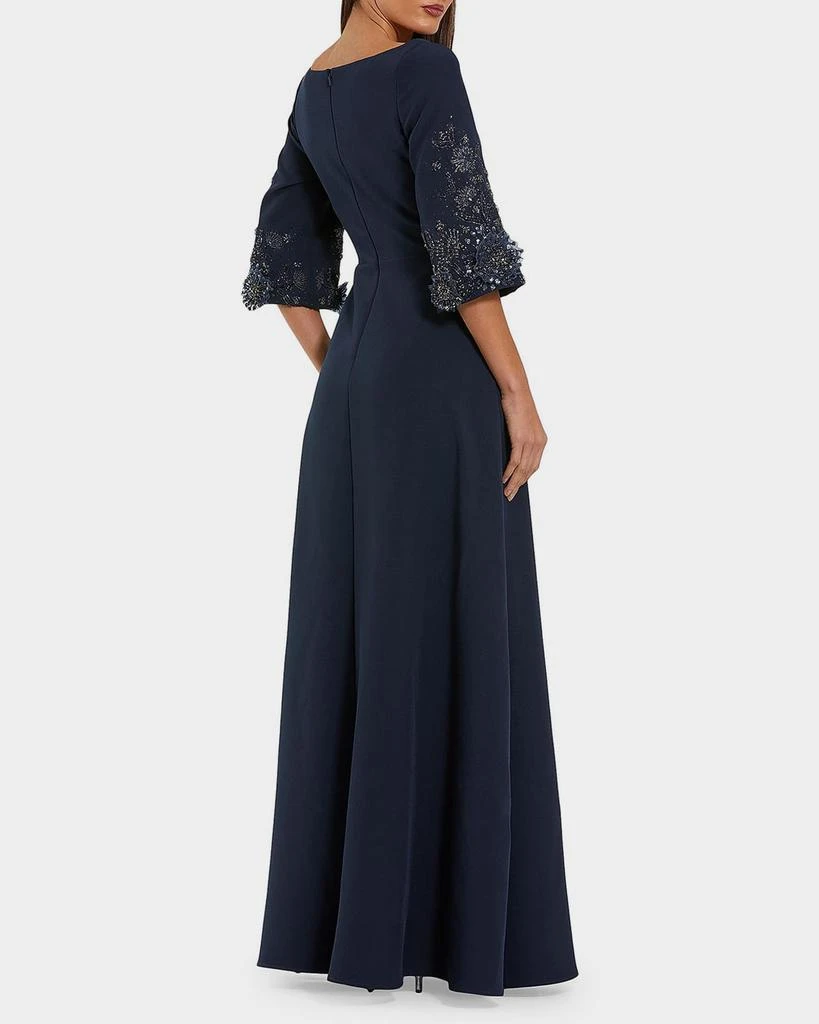 Mac Duggal Beaded Bell-Sleeve Crepe Gown 3
