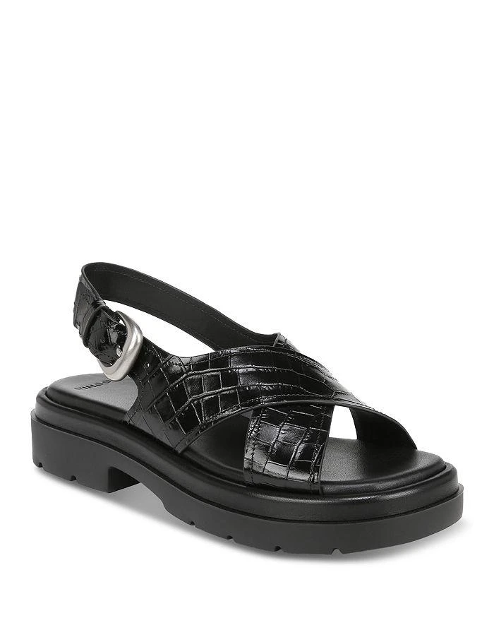 Vince Women's Helena Embossed Leather Flat Sandals 1