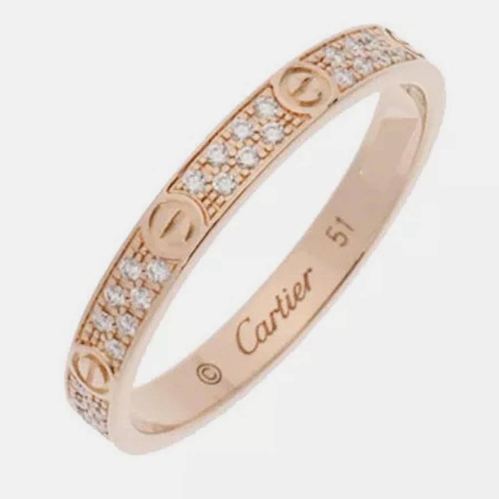 Cartier Cartier 18K Rose Gold Diamond Love Mini Ring Size 51