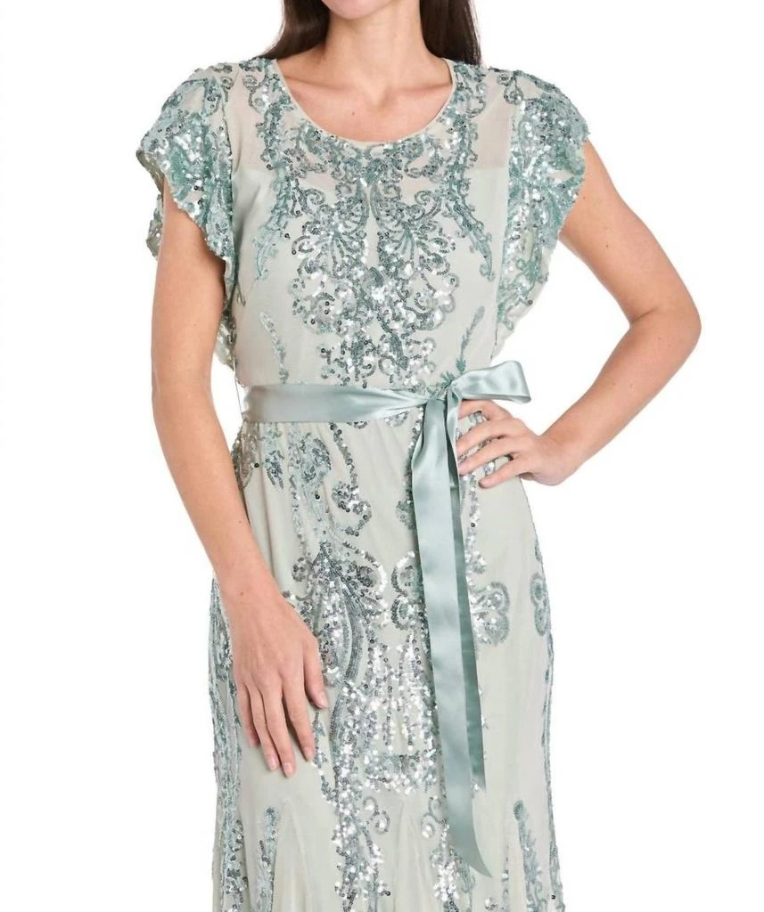 R&M Richards R&M Richards - Sequin Godet Gown With Satin Bow 4