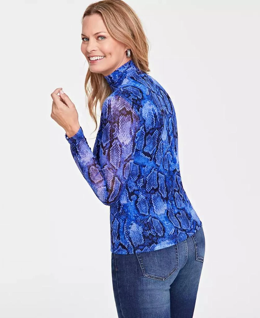 Macy's Women's Snakeskin-Print Mesh Turtleneck, Created for Macy's 2