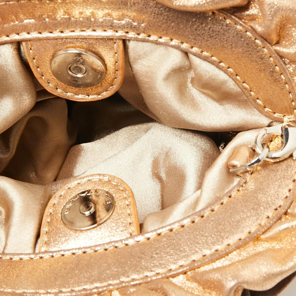Tahari Gold Leather Pleated Frame Crossbody Bag 6