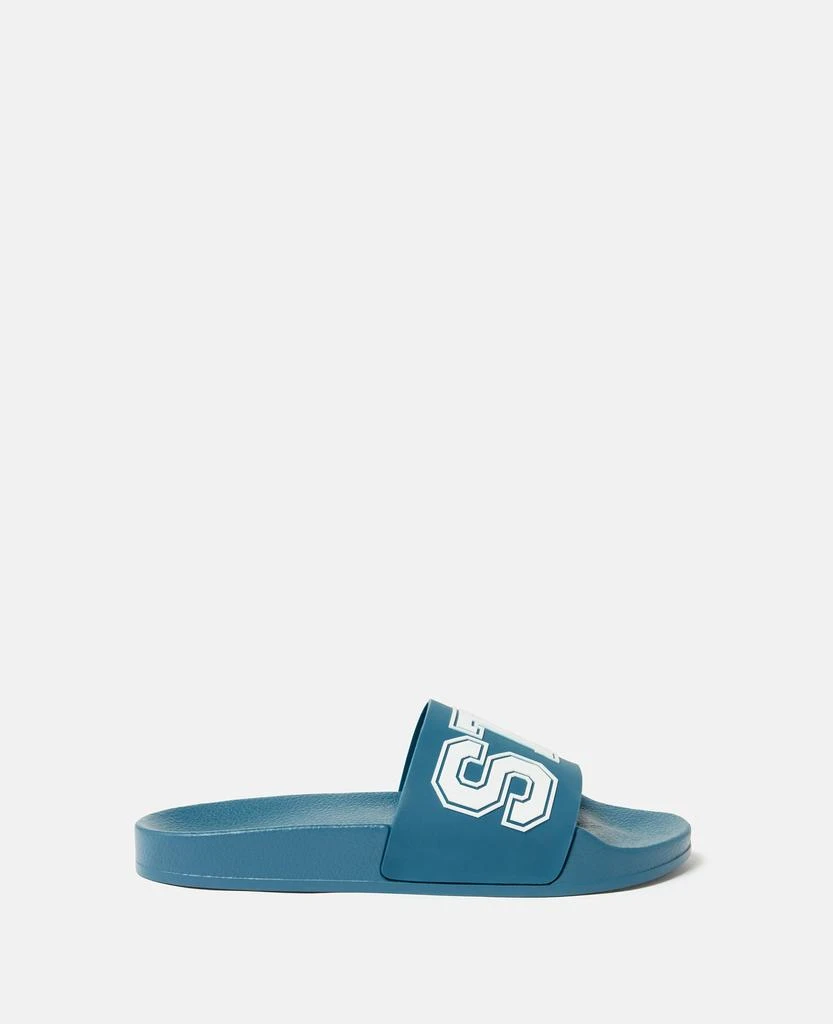 Stella McCartney Stella McCartney - Moniker Print Slides, Blue, Size: 29 1
