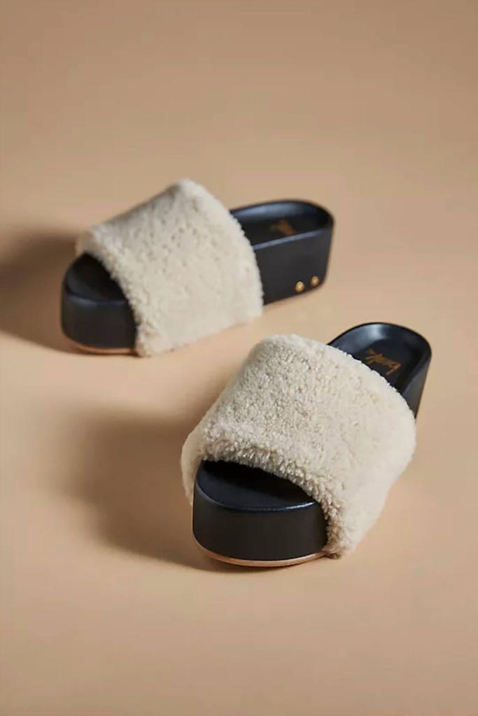 beek Albatross Shearling Sandals In Black/natural