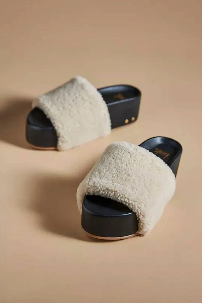 beek Albatross Shearling Sandals In Black/natural 2