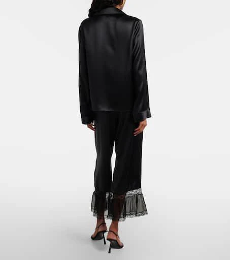 Yves Saint Laurent Lace-trimmed silk satin wide-leg pants 3