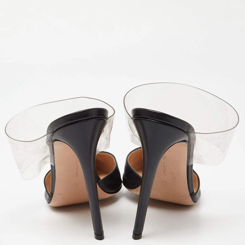 Gianvito Rossi Gianvito Rossi Black Leather and PVC  Plexi Pointed Toe Mules Size 40 5