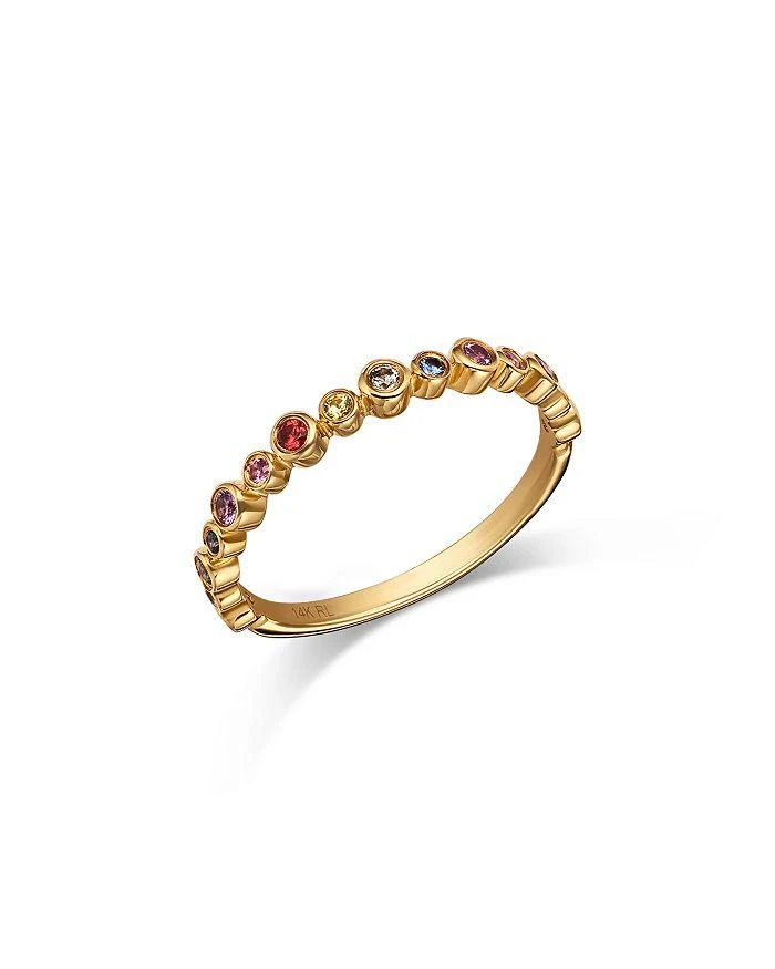 Moon 
Meadow 14K Yellow Gold Multi Sapphire Bezel Stack Ring