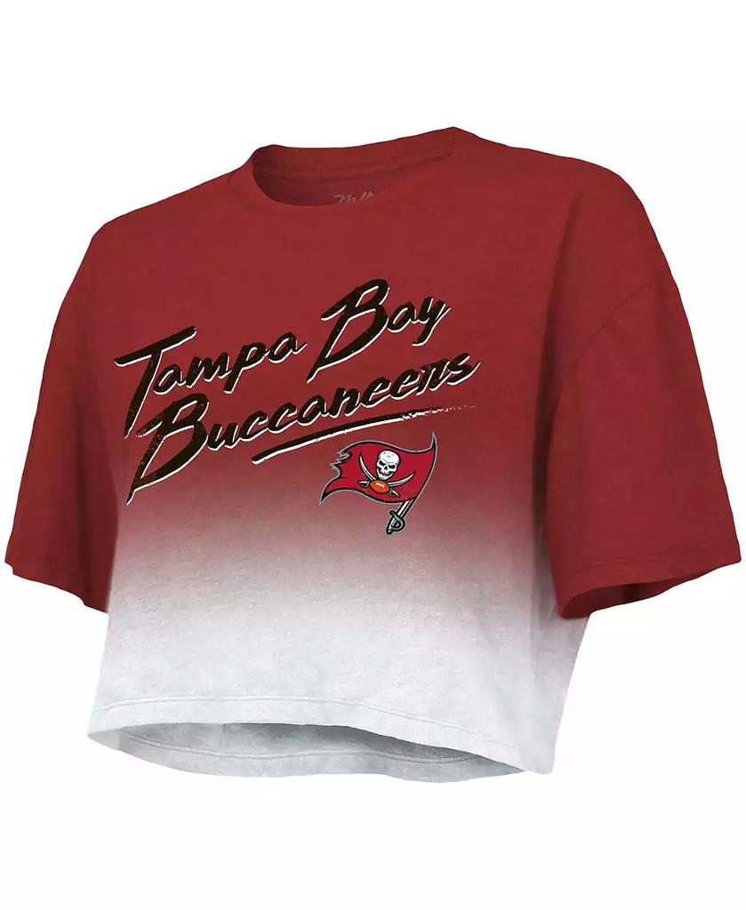 Majestic Women's Threads Tom Brady Red, White Tampa Bay Buccaneers Drip-Dye Player Name and Number Tri-Blend Crop T-shirt