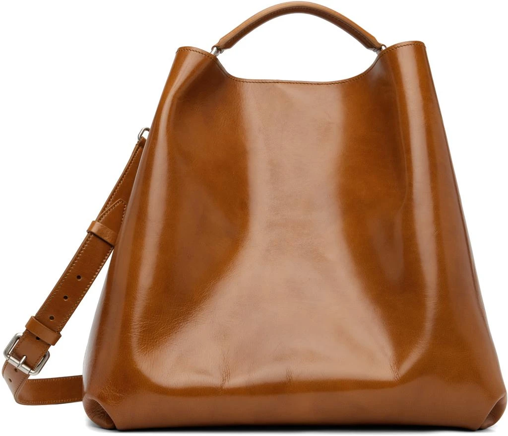 Dries Van Noten Brown Embossed-Logo Bag