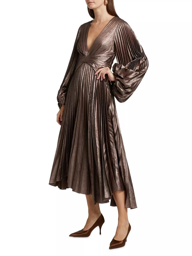 Acler Palms Pleated Satin Midi-Dress 2