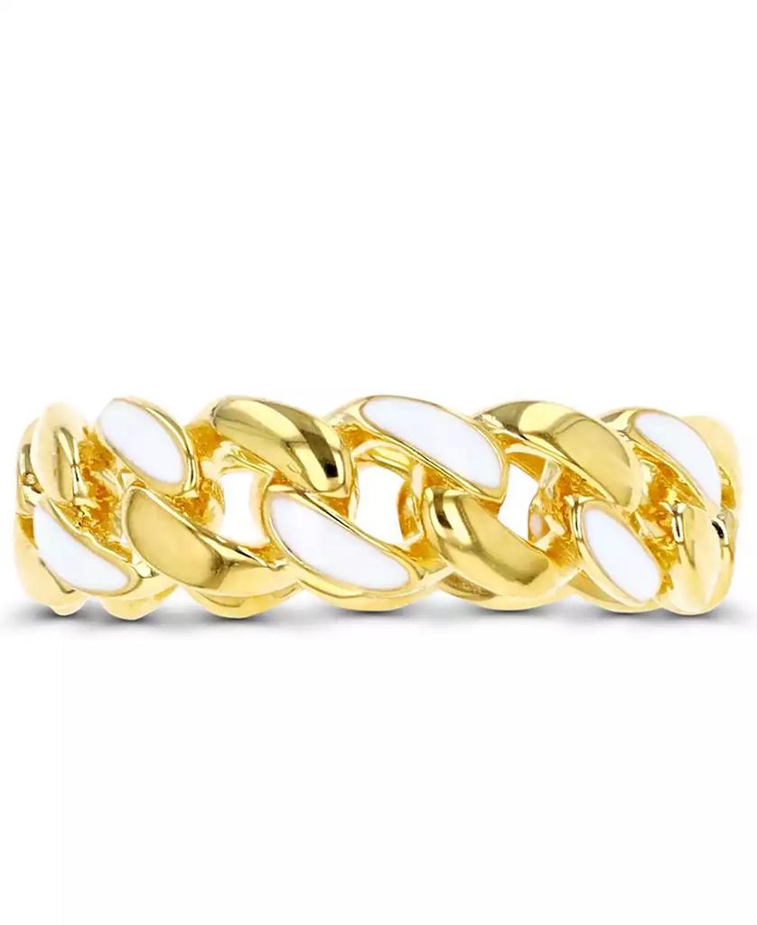 Macy's Macy’s Enamel Cuban Link Eternity Band Ring 14K Yellow Gold Over Sterling Silver