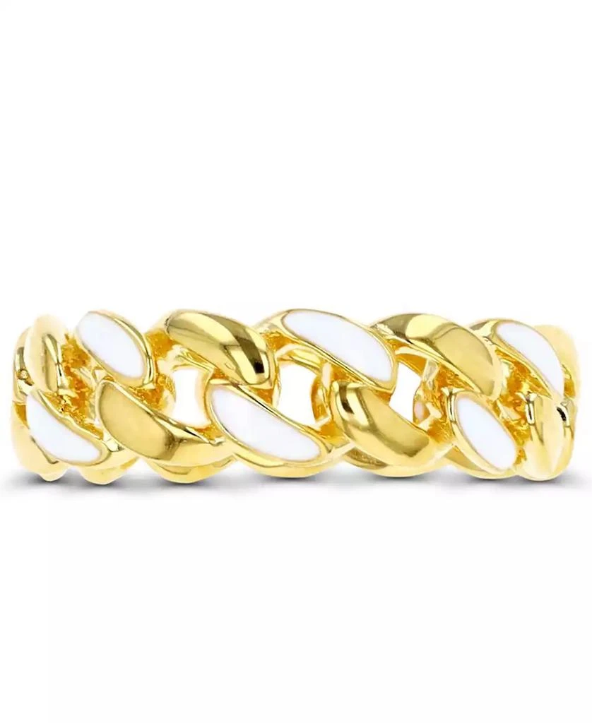 Macy's Macy’s Enamel Cuban Link Eternity Band Ring 14K Yellow Gold Over Sterling Silver 1