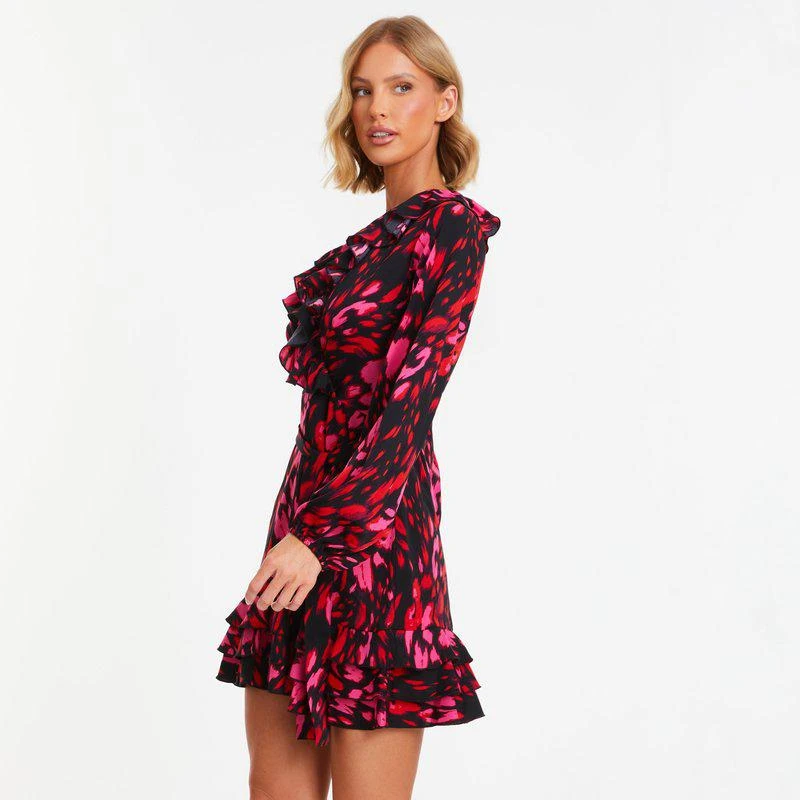 QUIZ Printed Front Wrap Skater Dress 2